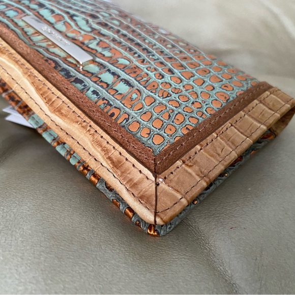 Brahmin LKNW Turquoise Tiete Ady Wallet Melbourne Leather Gold Croc - Picture 4 of 11